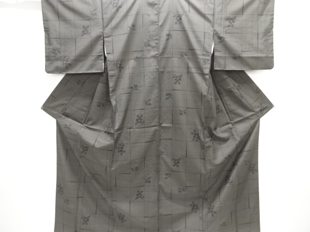 JAPANESE KIMONO / TSUMUGI / STONE PAVEMENT & CAMELIA